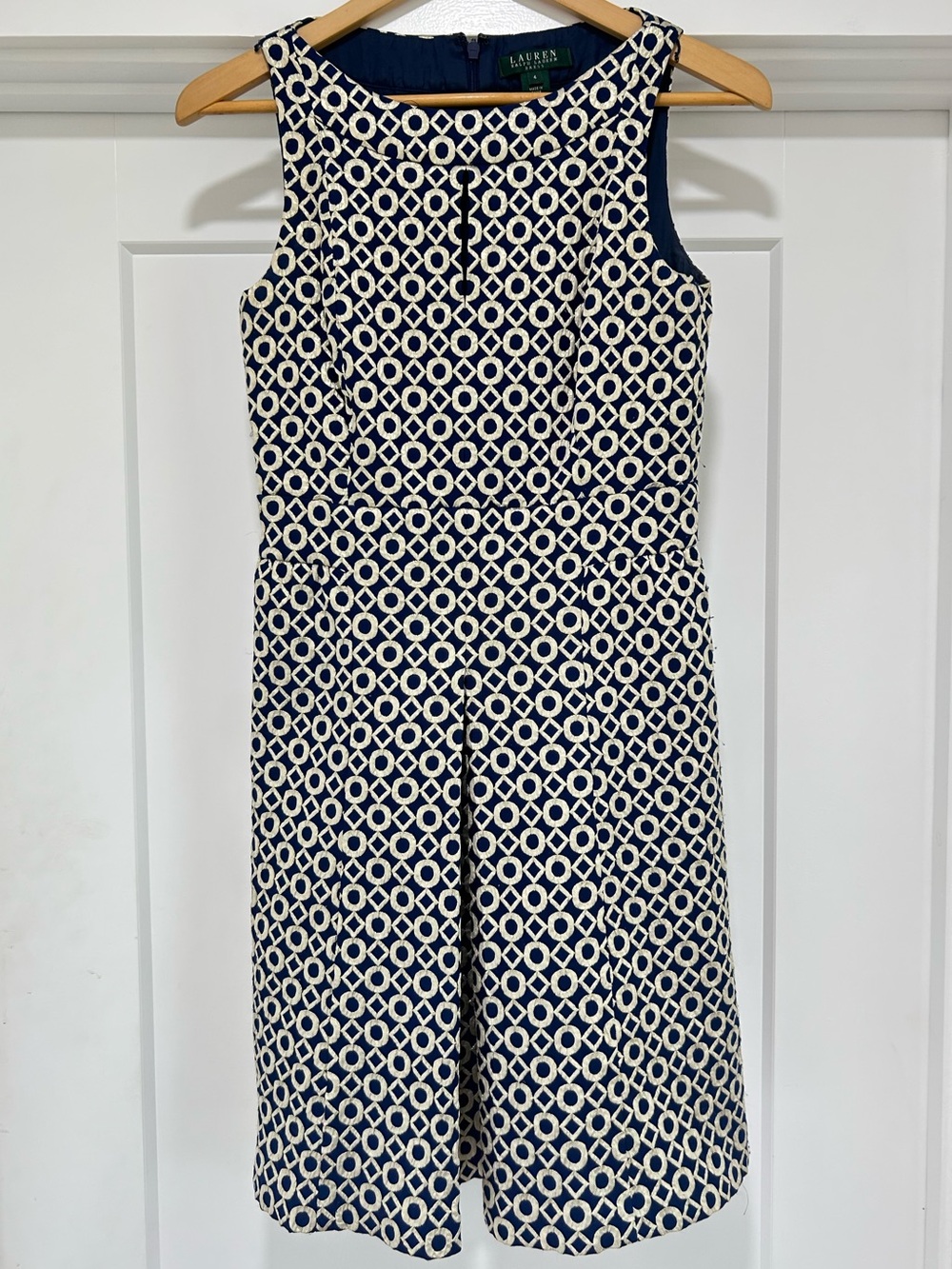 Lauren Ralph Lauren Navy & Gold Brocade Sheath Dress - Picture 2 of 9